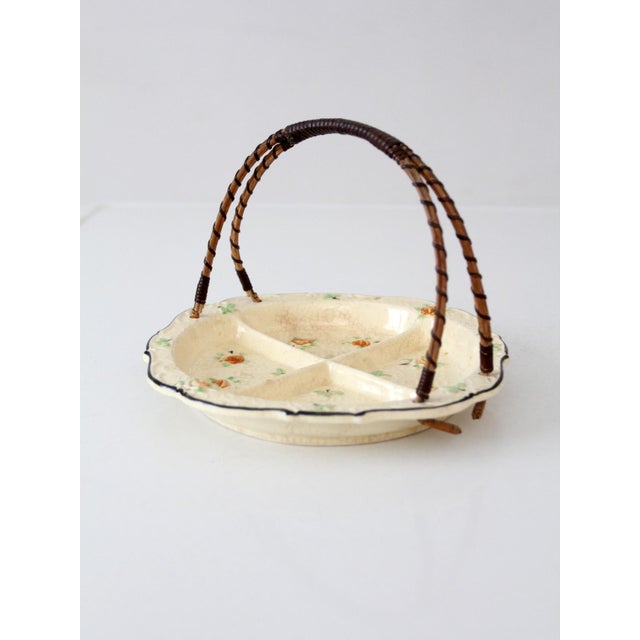 Vintage Japanese Floral Porcelain Serving Dish With Handle For Sale - Image 9 of 13