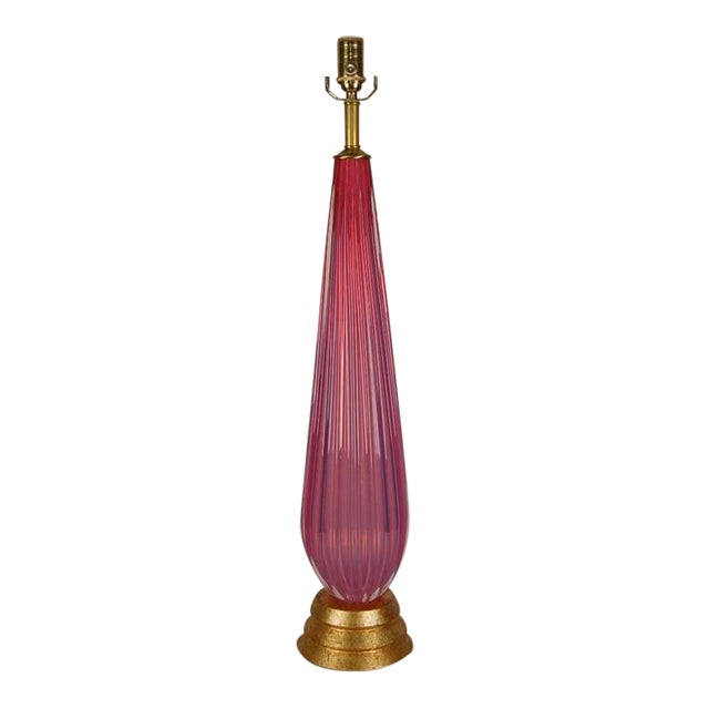 Vintage Murano Pink Opaline Glass Lamp For Sale - Image 9 of 9