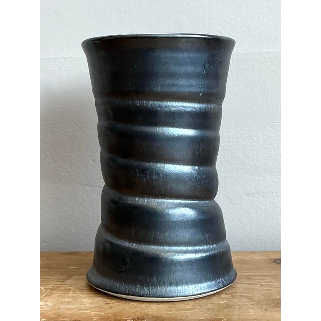 Vintage Original Studio Pottery Vase For Sale In West Palm - Image 6 of 12