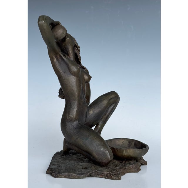 Signed Issa K. Diop 1977 Nude African Woman Bronze Sculpture For Sale - Image 12 of 18