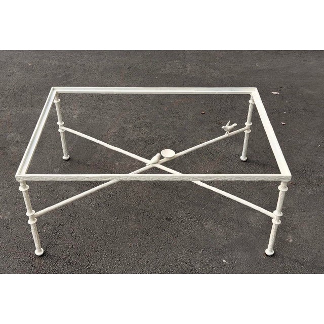 Vintage Bronze Painted White Coffee Table With Birds Attributed to Diego Giacometti For Sale - Image 12 of 12