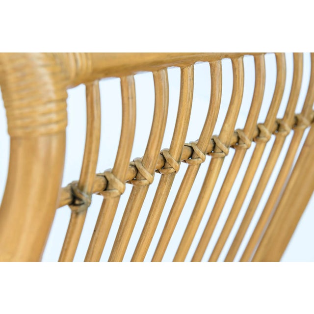 Camel Pair Italian Large Bamboo & Rattan Chairs For Sale - Image 8 of 11