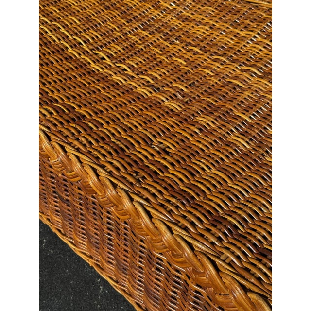 Coastal Vintage Rattan Sofa With Braided Wicker Trim For Sale - Image 17 of 18