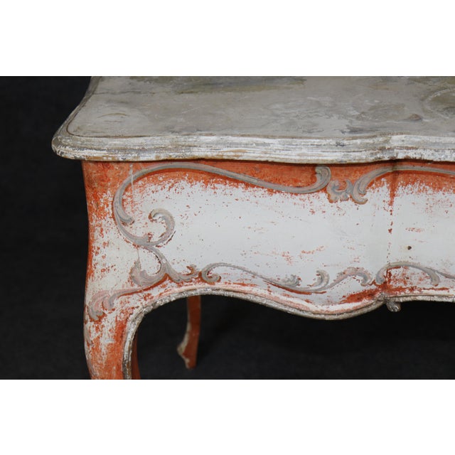 Italian Venetian Style Heavily Distressed Paint Decorated Writing Desk For Sale - Image 14 of 16