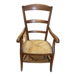 Late 20th Century Pierre Deux French Country Antique Hall Chair With Rush Seat For Sale