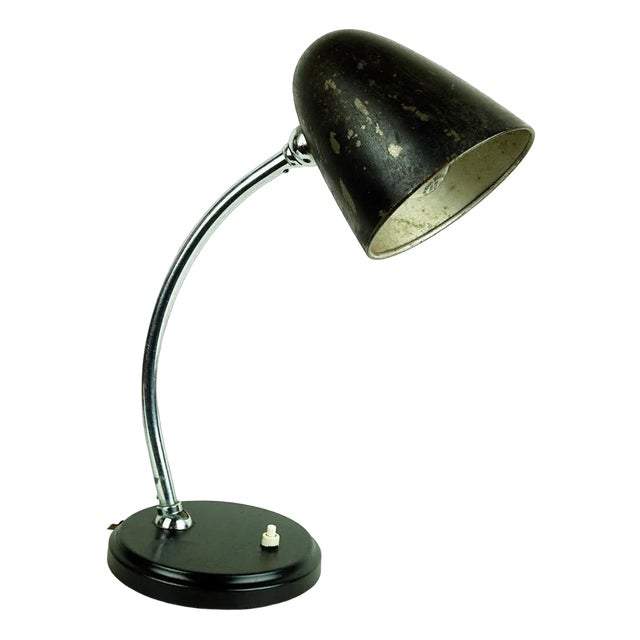 Black Bauhaus or Industrial Style Table or Desk Lamp, 1930s For Sale