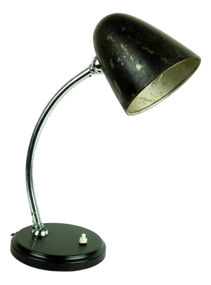 Black Bauhaus or Industrial Style Table or Desk Lamp, 1930s