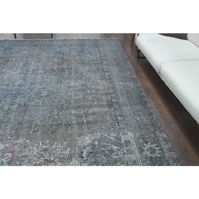 1970s 1970s Vintage Persian Handmade Wool Cotton Blue Area Rug For Sale - Image 5 of 11