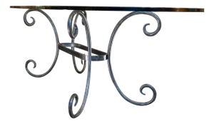 Dining Table in Wrought Iron with Glass Top, 20th Century