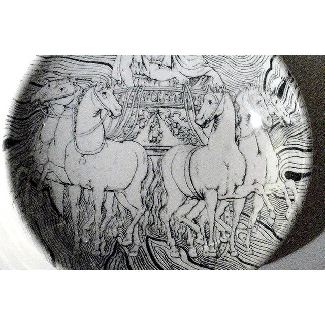1950s Vintage Piero Fornasetti Black and White Ashtray of a Roman Chariot For Sale - Image 5 of 5