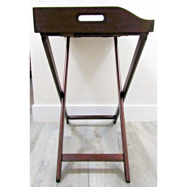 Mid 20th Century Vintage English Butler's Mahogany Tray Table With Folding Stand For Sale In Miami - Image 6 of 18