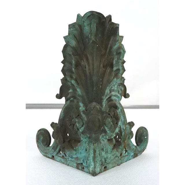 Pair of 13.5 In. Bronze Cartouche Architectural Corner Ornaments For Sale - Image 9 of 15