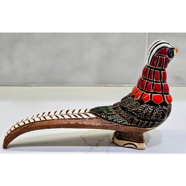 Traditional Vintage Artesania Rinconada Ceramic Pheasant Bird Figurine, Uruguay For Sale - Image 3 of 10
