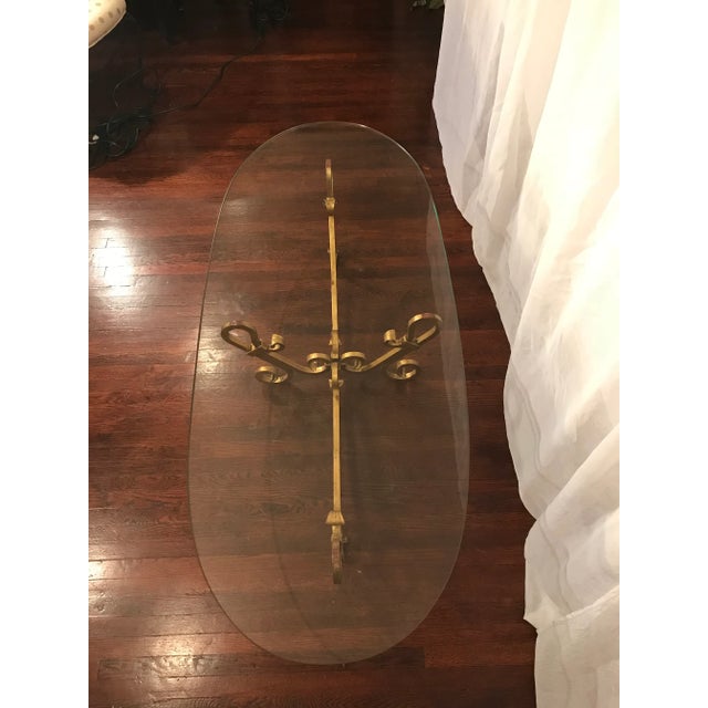 Mid 20th Century Hollywood Regency Gold Gilt Wrought Iron Coffee Cocktail Table Exquisitely Large For Sale - Image 5 of 12