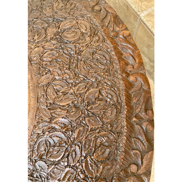 Hand Carved Mid 20th-Century Shells & Foliates Teak Accent Table For Sale In Austin - Image 6 of 13