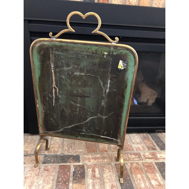 Victorian Mid 19th Century Victorian Beveled Edge Mirror and Brass Stand Fire Screen For Sale - Image 3 of 13