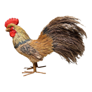 Rooster Figurine Handcrafted Straw October Hill French Country Farmhouse Decor