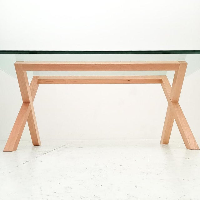 Wooden Dining Table with Glass Top For Sale - Image 6 of 18