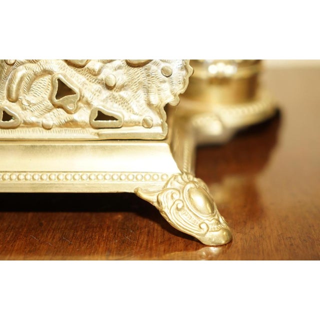 French Baroque Repousse Gilt Brass Inkwell Letter Stand with Cherubs, 1900s For Sale - Image 18 of 18