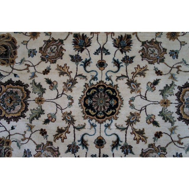 Cream Traditional Hand Knotted Cream Blue Floral All Over Wool Area Rug 9' X 12' For Sale - Image 8 of 14
