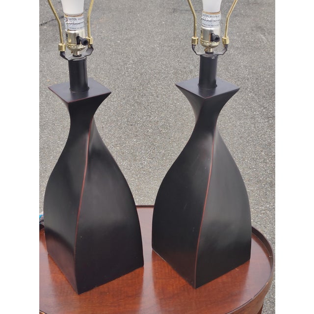 Late 20th Century Contemporary Polyresin Table Lamps - a Pair For Sale - Image 4 of 7