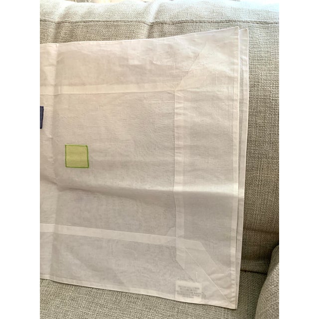 Pottery Barn Table Runner Embroidered Colored Patches Purple Blue Green on White Cotton Fabric For Sale In Miami - Image 6 of 12