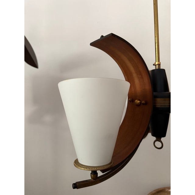 Mid-Century Danish Modern 3-Light Chandelier Attributed to Stilnovo For Sale In Los Angeles - Image 6 of 11