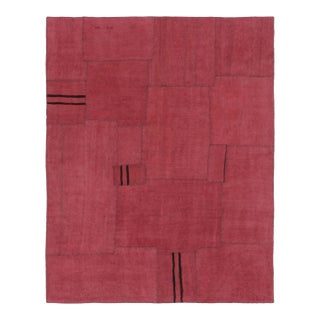Vintage Turkish Rug With Patchwork Panels in Red and Pink Tones - Rug & Kilim For Sale