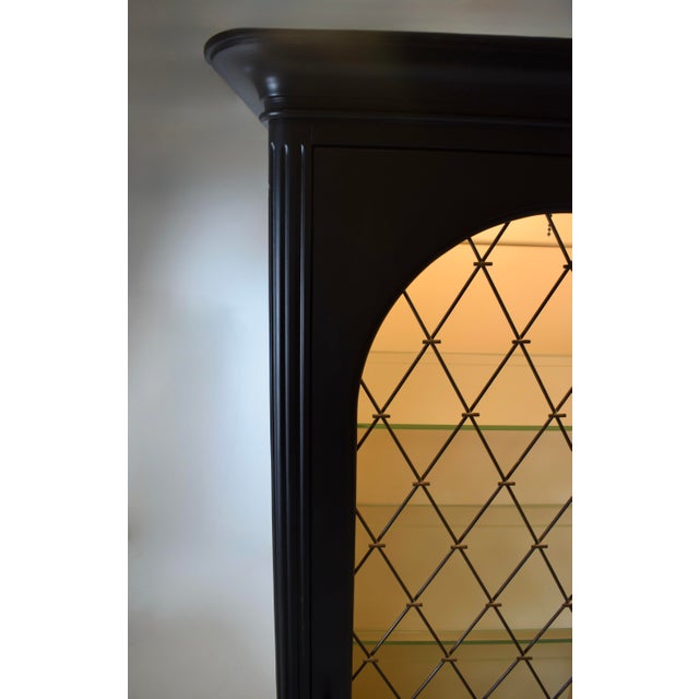 Louis XVI French Ebonized Bookcase Vitrine Cabinets, Baker Furniture, 1960's For Sale - Image 10 of 16