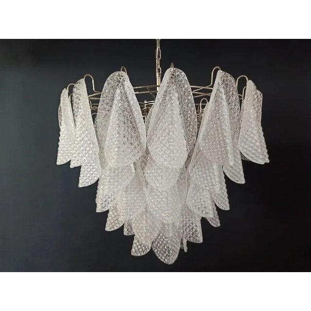 Vintage Italian Murano Glass Chandelier with 57 Glass Rondini Petals, 1980s For Sale - Image 9 of 16