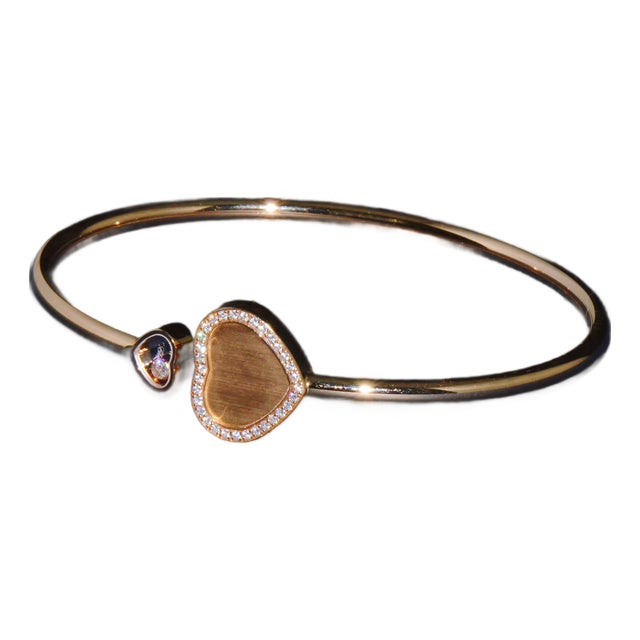 Authentic Chopard Happy Hearts James Bond 007 Limited Edition 18k Rose Gold Diamond Bangle Bracelet For Sale