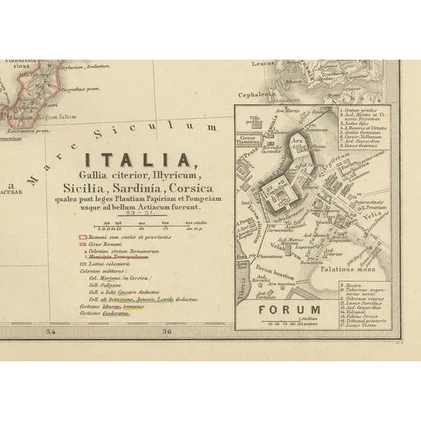 Late 19th Century Map of the Italian Peninsula with the Islands of Sicily, 1880 For Sale - Image 5 of 6
