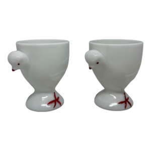 1950's Westmoreland Milk Glass Chick Design Egg Cups - A Pair