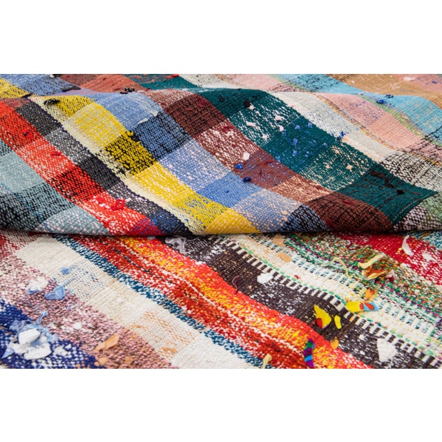 Vintage Turkish Kilim Flatweave Wool Rug With Multicolor Geometric Pattern For Sale In New York - Image 6 of 12