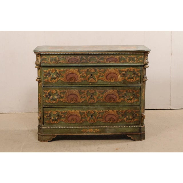 19th Century 19th Century European Green Chest of Drawers For Sale - Image 5 of 12