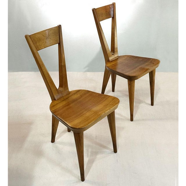 Hand-Carved Walnut Chairs, Italy, 1950s, 1940s, Set of 4 For Sale - Image 3 of 10