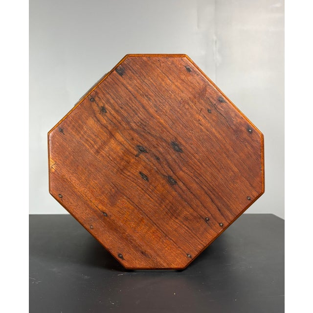 Mid-Century Modern French Artisanal Octagonal Hand Crafted Stool, 1950s For Sale - Image 11 of 12