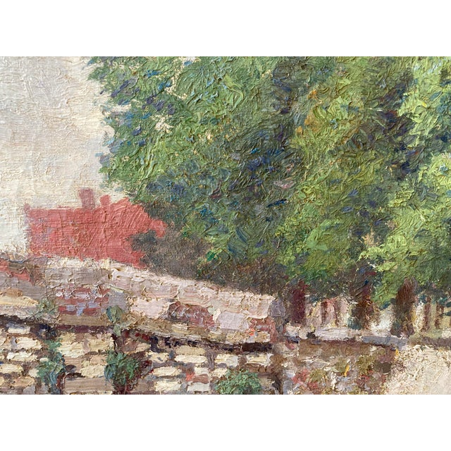 Realism Antique Oil Painting of Stone Bridge in Bruges, Alfred Hazledine, Dated 1897 For Sale - Image 3 of 8