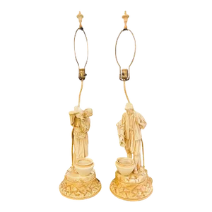 Mid-Century Water Bearers in a Finely Cast Porcelain Finish Table Lamp, a Pair