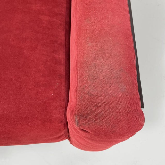 Set of Italian Modern Red Velvet and Wood Armchairs by Claudio Salocchi for Sormani, 1970s For Sale - Image 6 of 18
