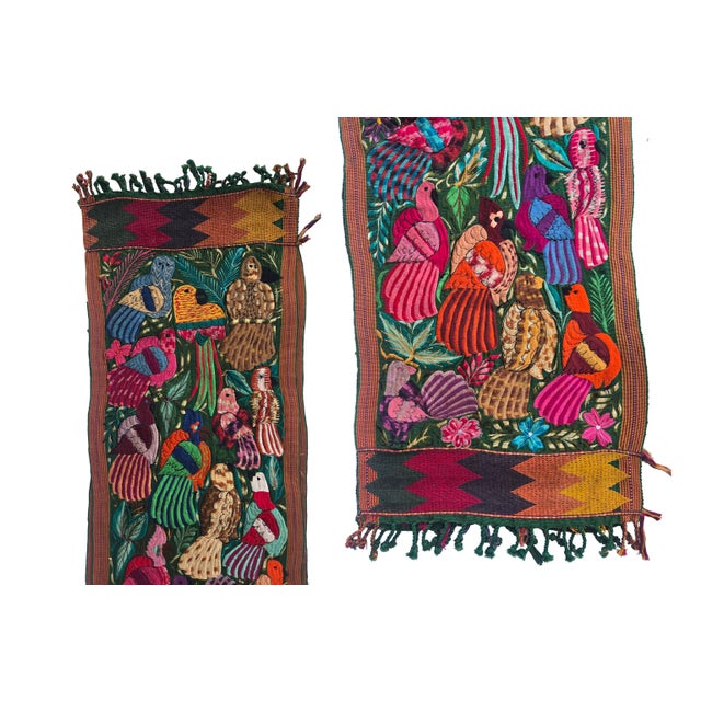 Vintage Hand Embroidered Mexican Textile Wall Hanging For Sale - Image 12 of 13
