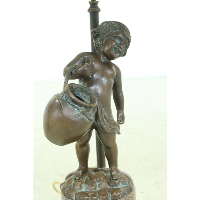 Figurative 1990s Morgan Hill Bronze & Marble Classical Puti Table Lamps - a Pair For Sale - Image 3 of 13