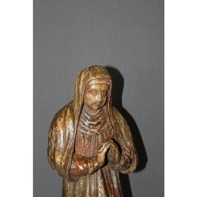Carved Wood Saint Praying, Burgundy, Late 18th Century For Sale - Image 4 of 15