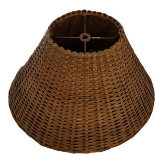 Vintage Mid 20th Century Oval Wicker Lampshade For Sale