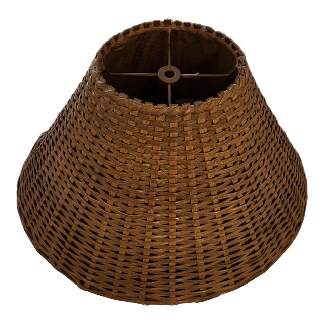 Vintage Mid 20th Century Oval Wicker Lampshade For Sale