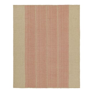 Rug & Kilim’s Contemporary Kilim With Textural Beige and Pink Stripes For Sale