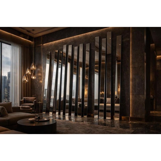 Forest Silver Median Modular Wall Mirror by GTG Design Couture For Sale - Image 6 of 9