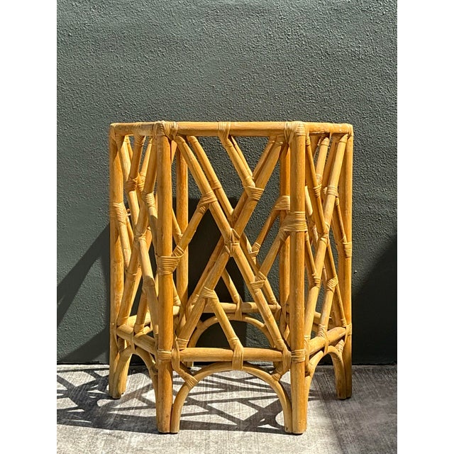 Vintage Chinese Chippendale Rattan Table Pedestal For Sale - Image 9 of 12