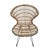 Natural rattan dining chair with distressed finish black tube frame and iron legs. Fun modern scoop design. Can be used...
