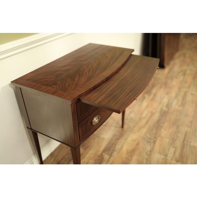 2020s Small Mahogany Buffet. Hepplewhite Style Buffet With Slide-Out Serving Tray. Banded Mahogany Top. For Sale - Image 5 of 14